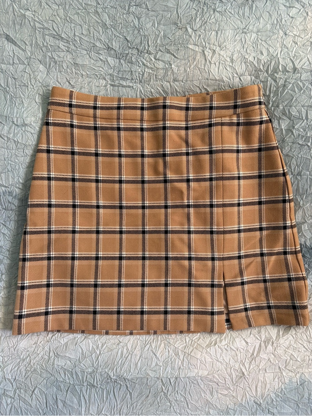 Wilfred Tan Plaid Mini Skirt